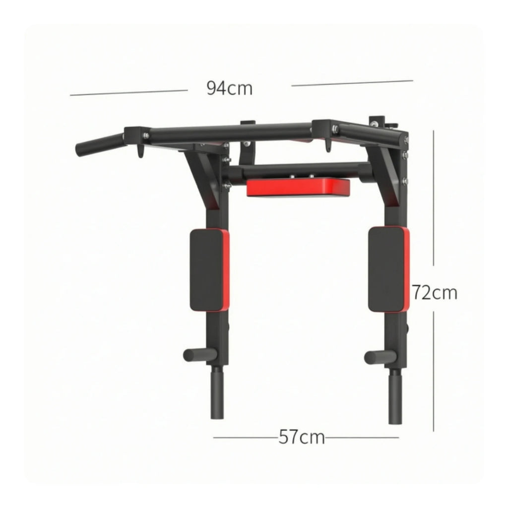 Wall-Attached Bar with Workout Station Multifunctional Pull up Bar with Padded Arm Supports Heavy Workout Station with Handles