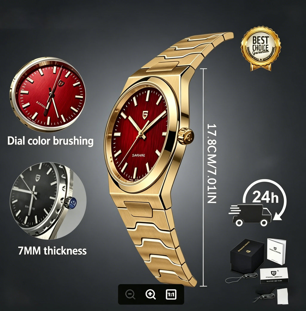PAGANI DESIGN New Mens Quartz Watches VJ21 Super Thin Luxury Watch Stainless Steel AR Sapphire Mirror Waterproof Reloj Hombre