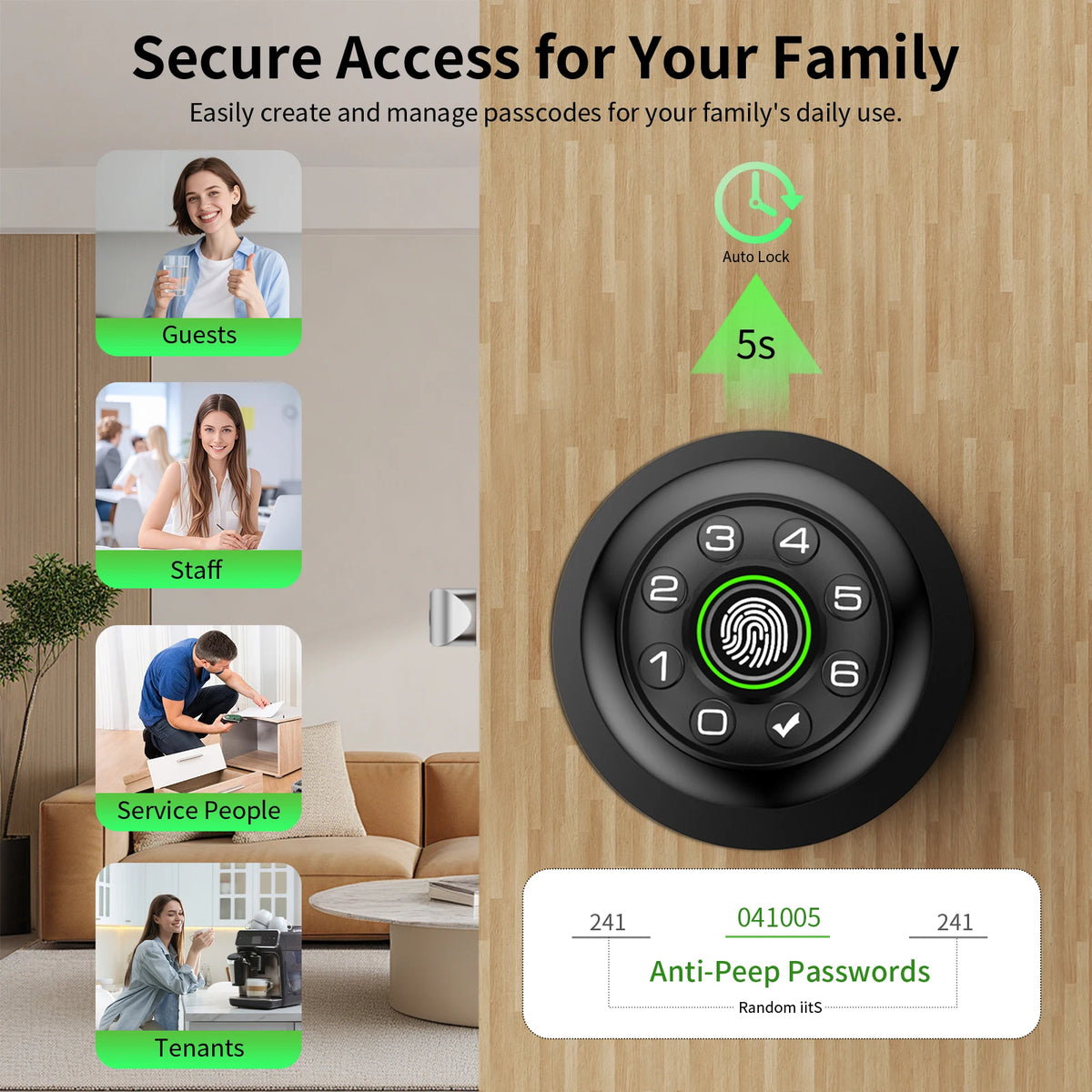 ICCSSI Smart Spherical Lock Tuya Door Lock Fingerprint Lock Four Unlocking Ways Fingerprint/Password/Key/Tuya for Airbnb Bedroom